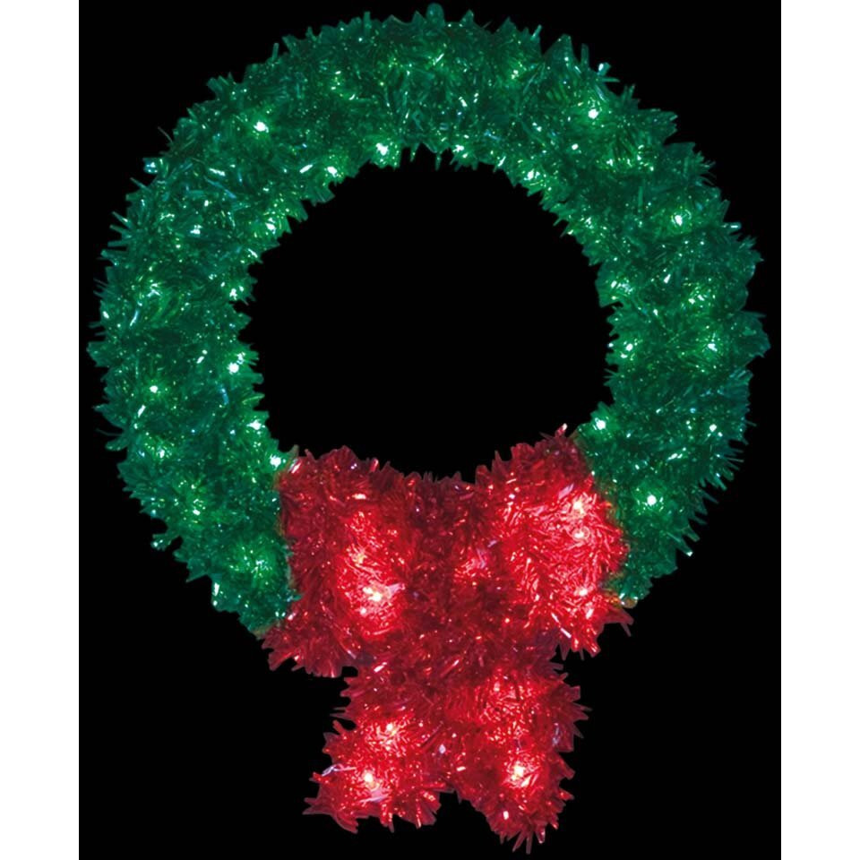 Vickerman 4 Metallic Wreath & Bow w/55 LEDC7 Lts - D492048