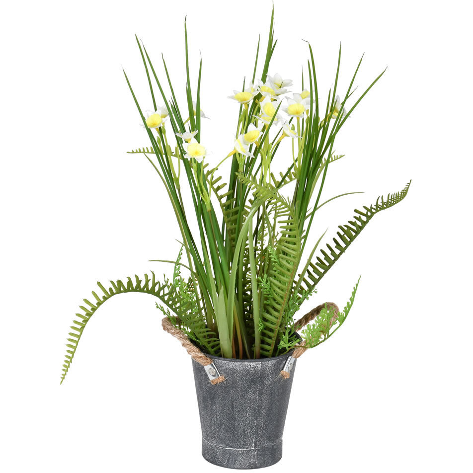 Vickerman 16.5" Daffodil In Galvanized Pot - FJ190216