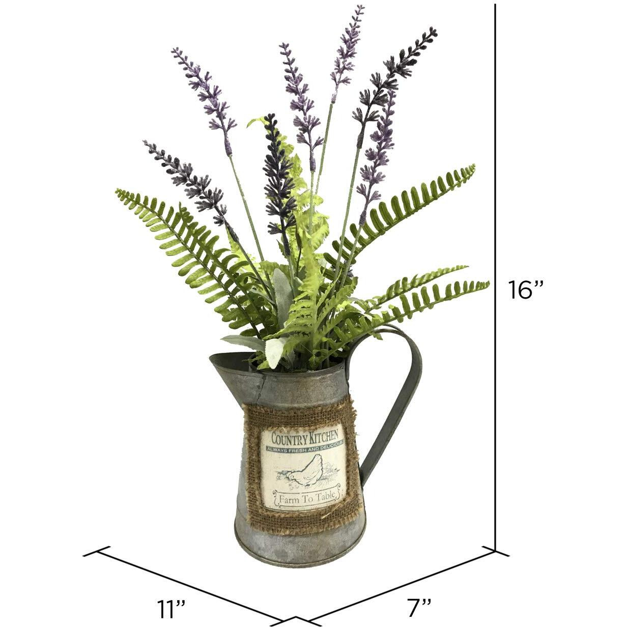 Vickerman 16" Lavender Plant in Rustic Water Can - FM181501