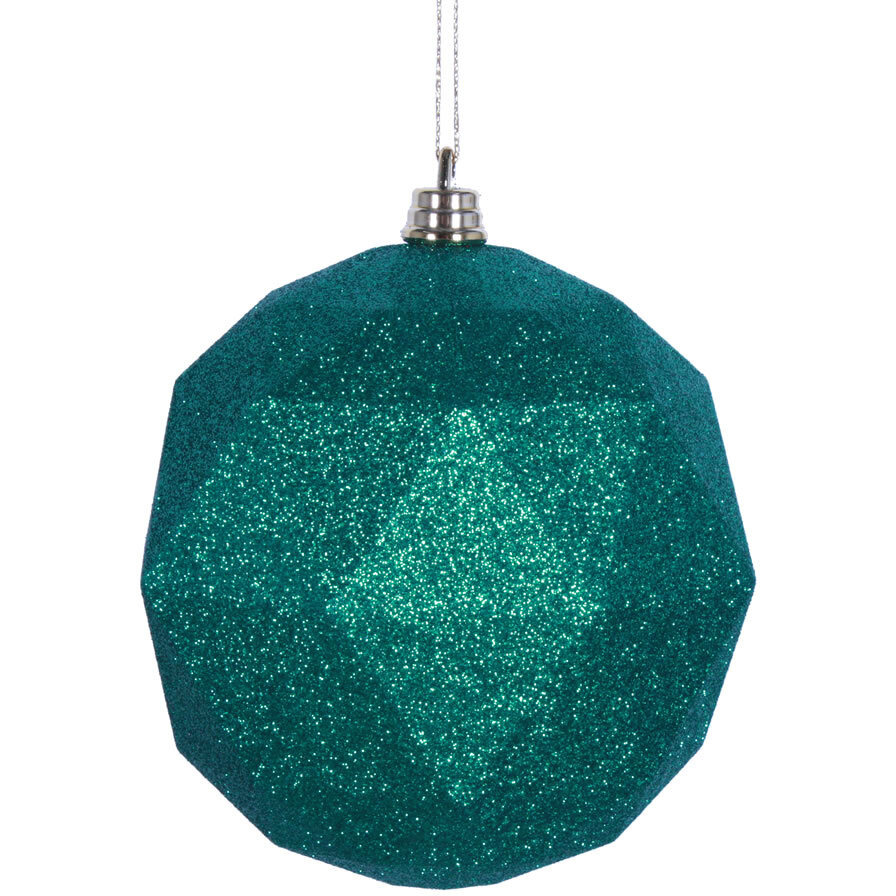 Vickerman 6" Seafoam Green Glitter Geo Ball 4/bag - M177444DG