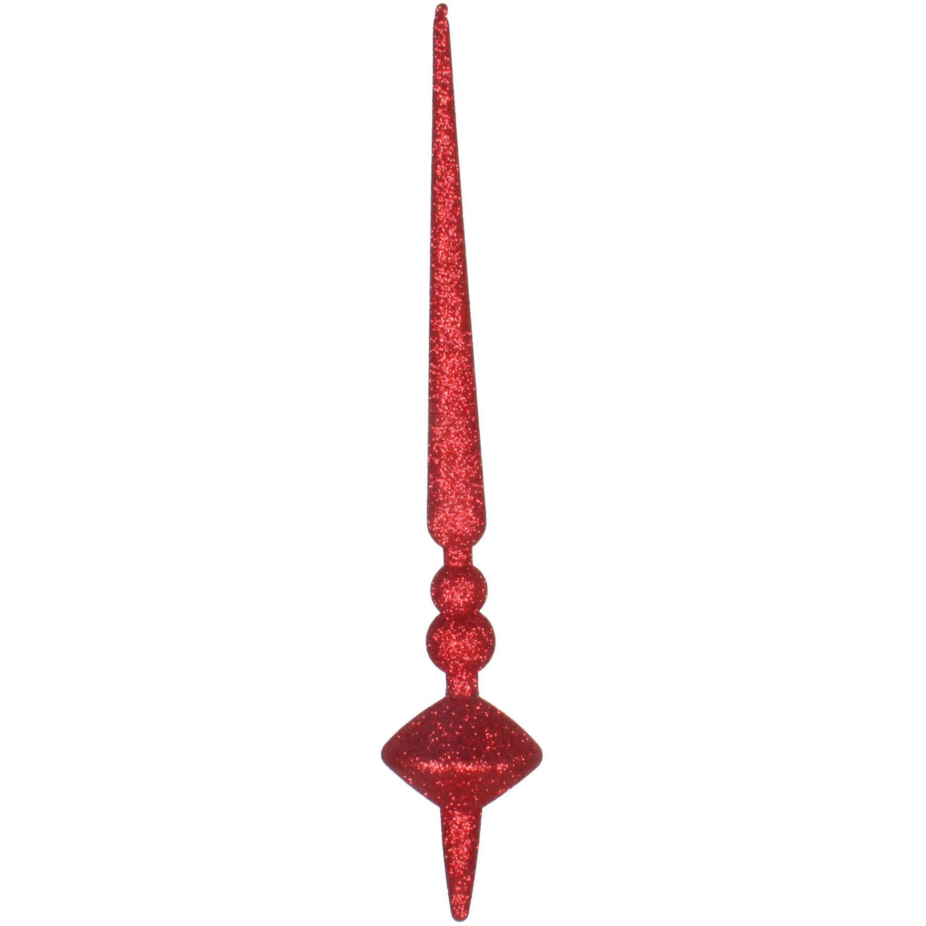 Vickerman 12" Red Glitter Cupola Finial 3/Bag - M183303G