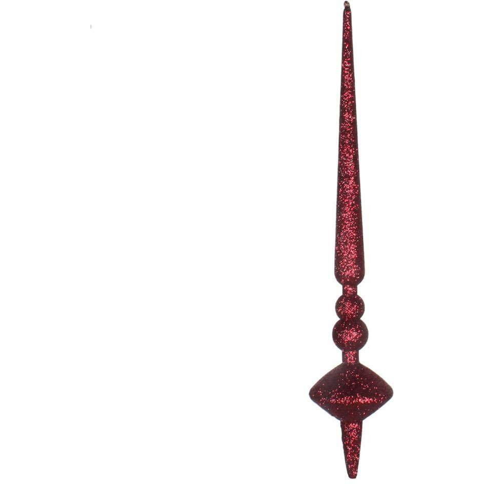 Vickerman 12" Burgundy Glitter Cupola Finial 3/Bag - M183365G