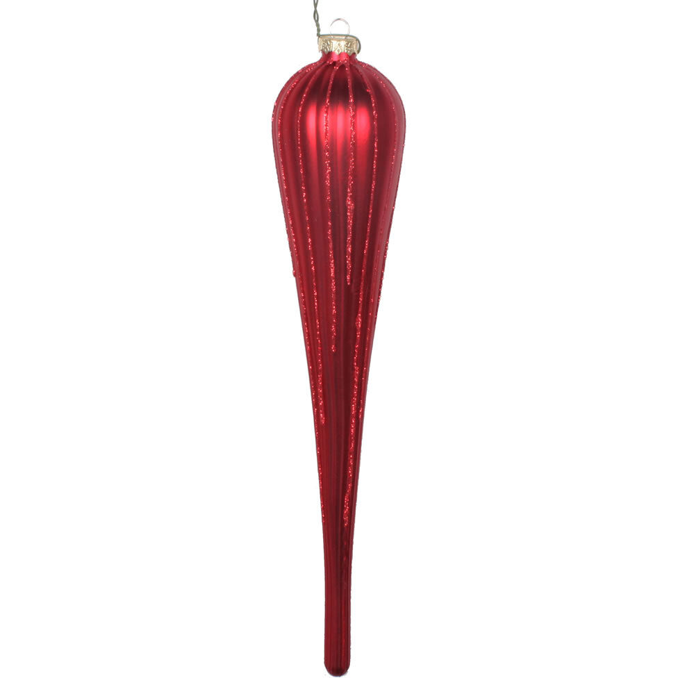 Vickerman 11" Red Glitter Drop Ornament 3/Bag - MT195003D