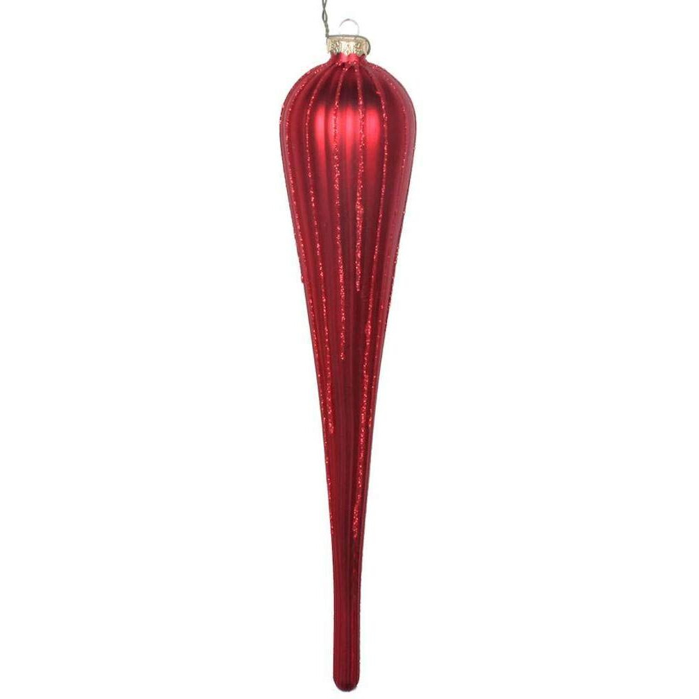 Vickerman 11" Red Glitter Drop Ornament 3/Bag - MT195003D