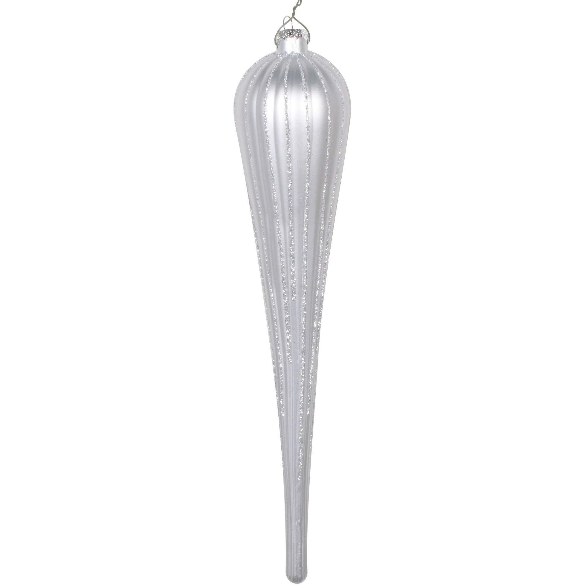 Vickerman 11" Silver Glitter Drop Ornament 3/Bag - MT195007D