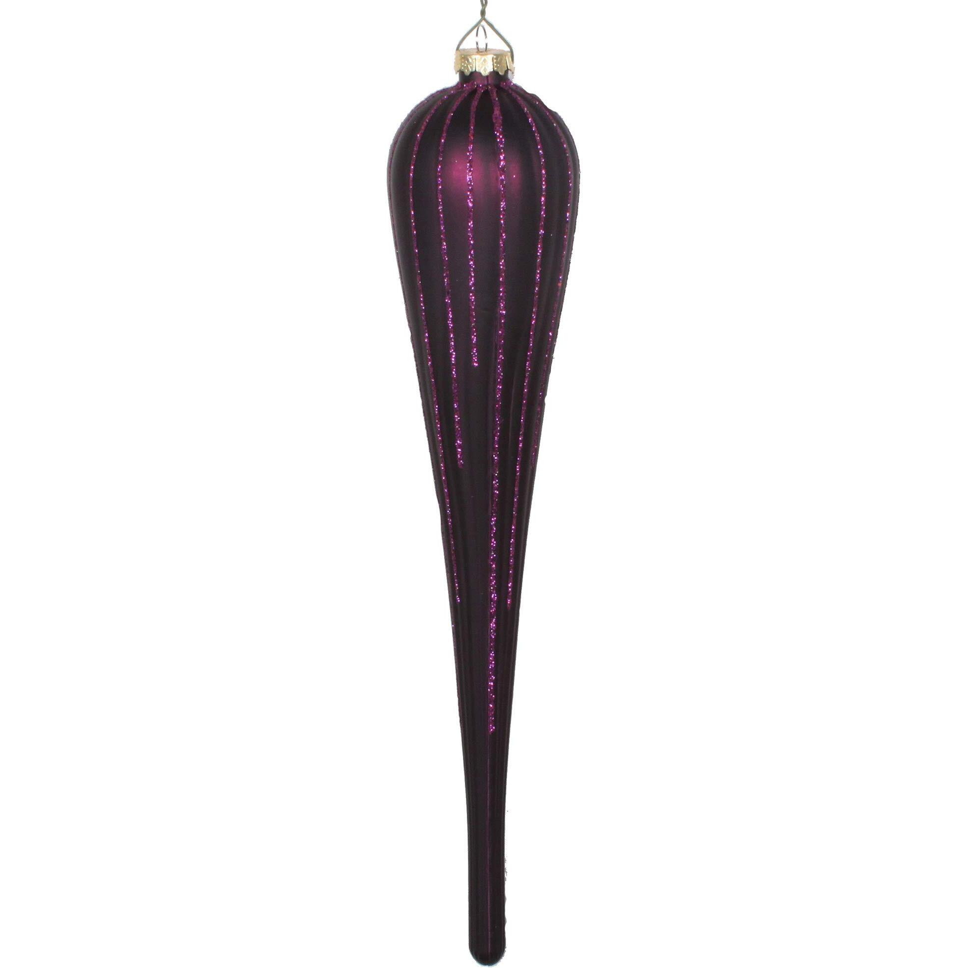 Vickerman 11" Plum Glitter Drop Ornament 3/Bag - MT195026D