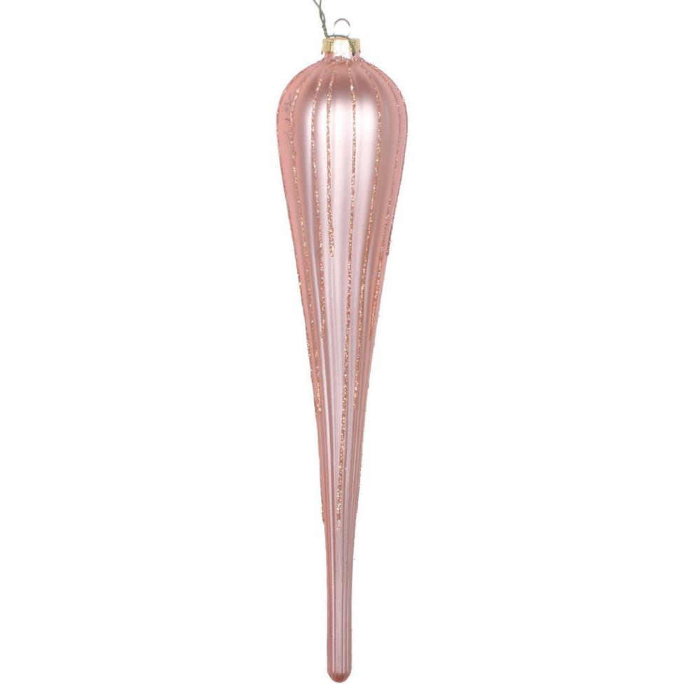 Vickerman 11" Rose Gold Glitter Drop Ornament 3/Bg - MT195058D