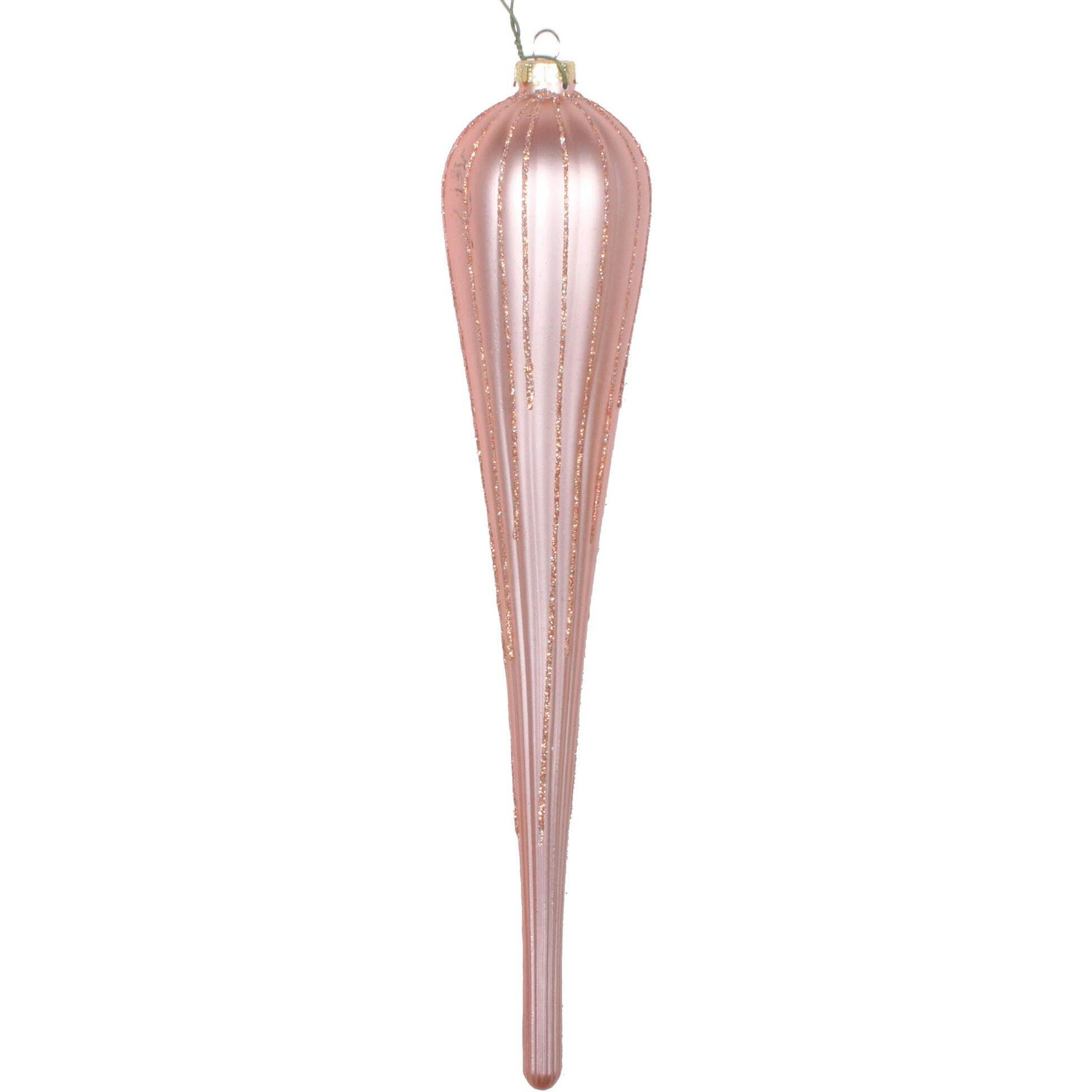 Vickerman 11" Rose Gold Glitter Drop Ornament 3/Bg - MT195058D