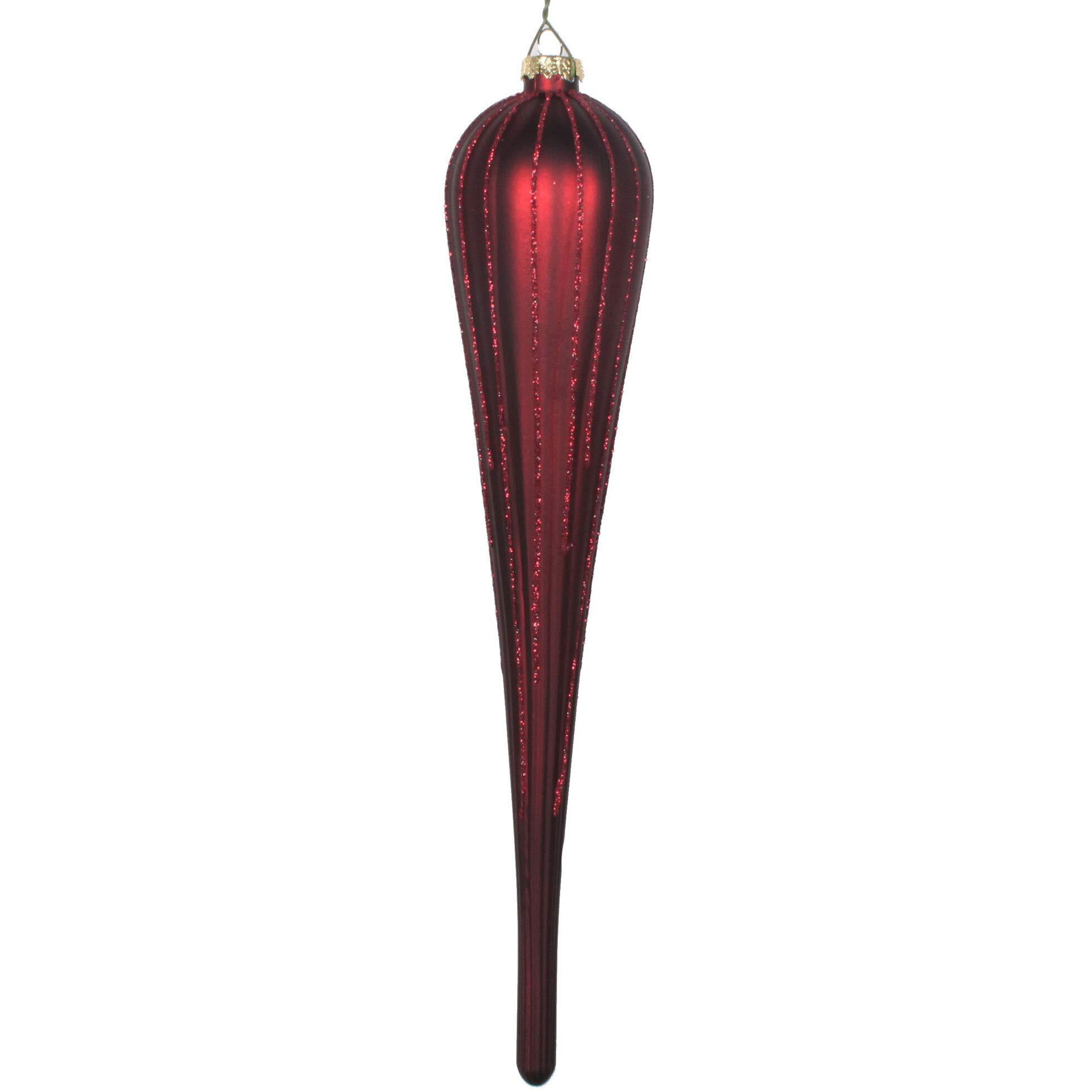 Vickerman 11" Burgundy Glitter Drop Ornament 3/Bag - MT195065D