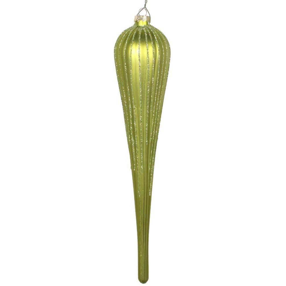 Vickerman 15.75" Lime Glitter Drop Ornament 2/Bag - MT195173D