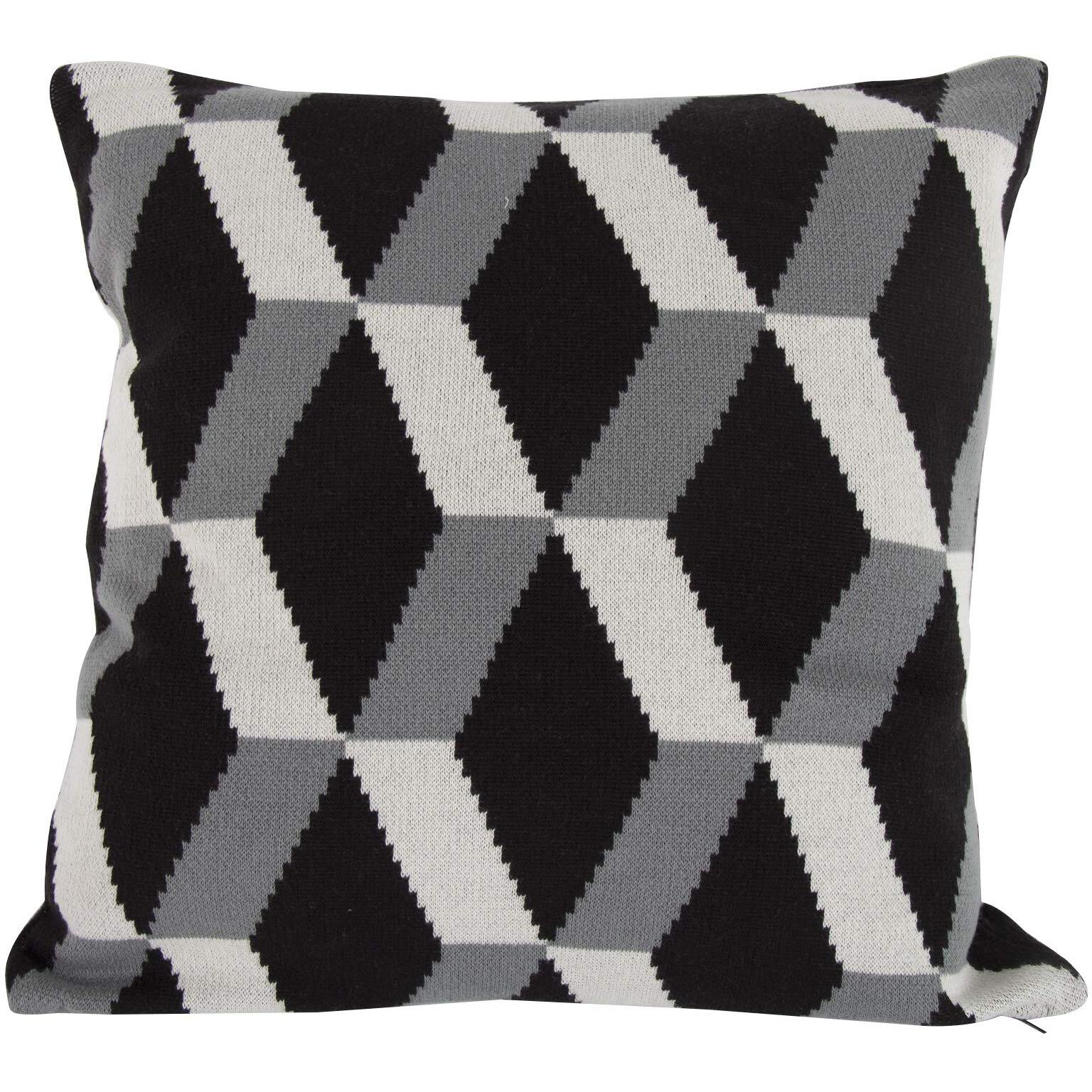 20 x 20 Inch Cashmere Pillow with Zig Zag Pattern, Set of 2, Black and Gray