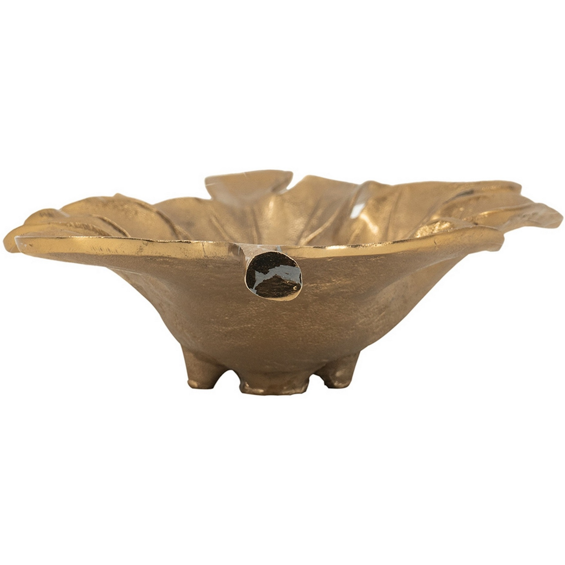 19 Inch Decorative Plate Tray, Oak Leaf Design, Gold Finished Aluminum