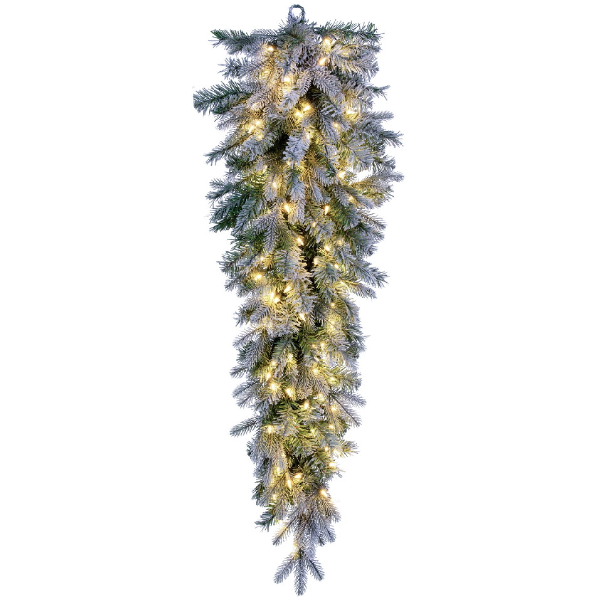 Vickerman 48" Frosted Douglas Fir Artificial Pre-Lit Teardrop with Warm White LED Lights.