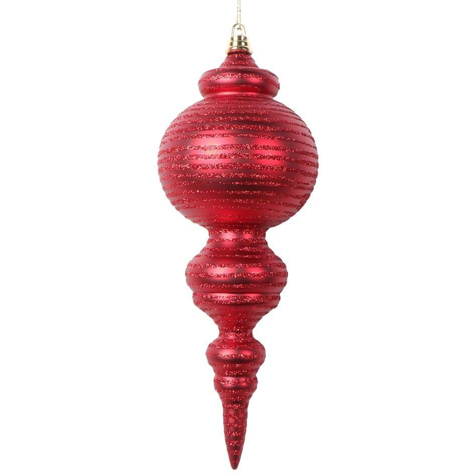 Vickerman 10" Matte Red Finial Ornament 2 per bag.