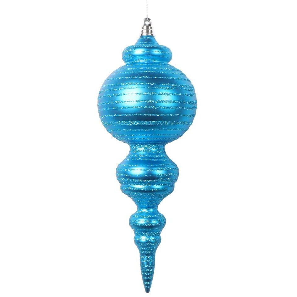 Vickerman 10" Matte Turquoise Finial Ornament 2 per bag.