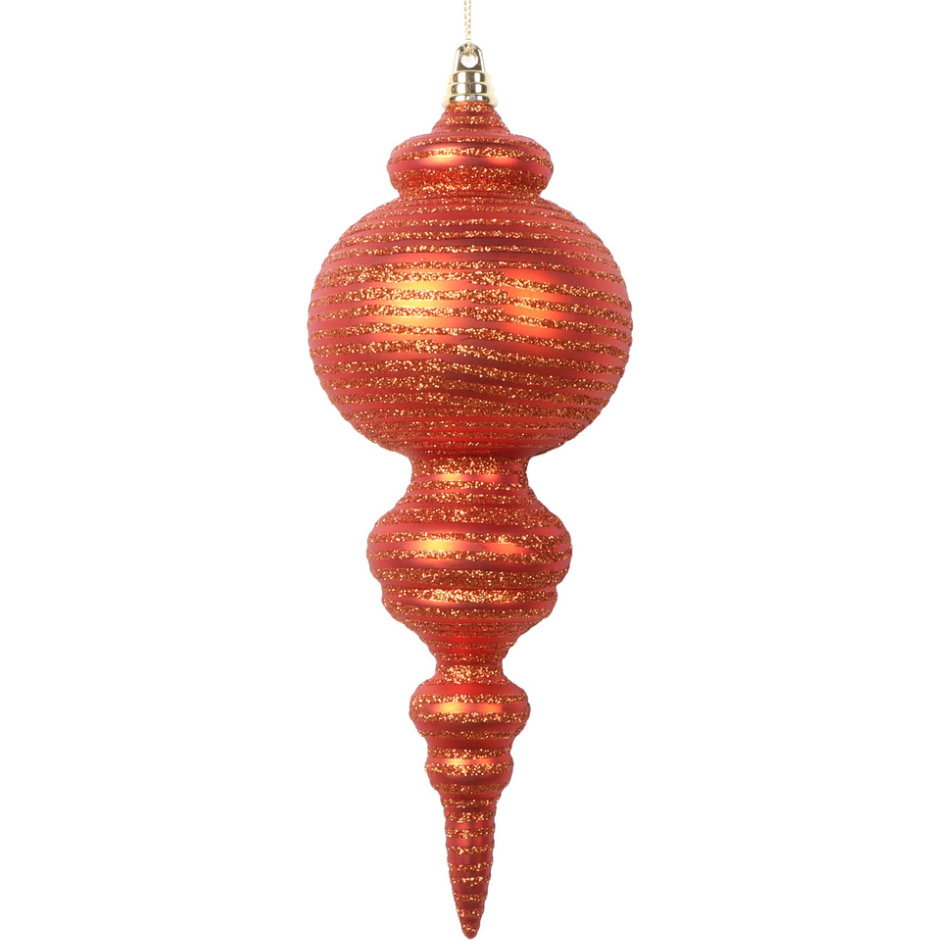 Vickerman 10" Matte Burnish Orange Finial Ornament 2 per bag.