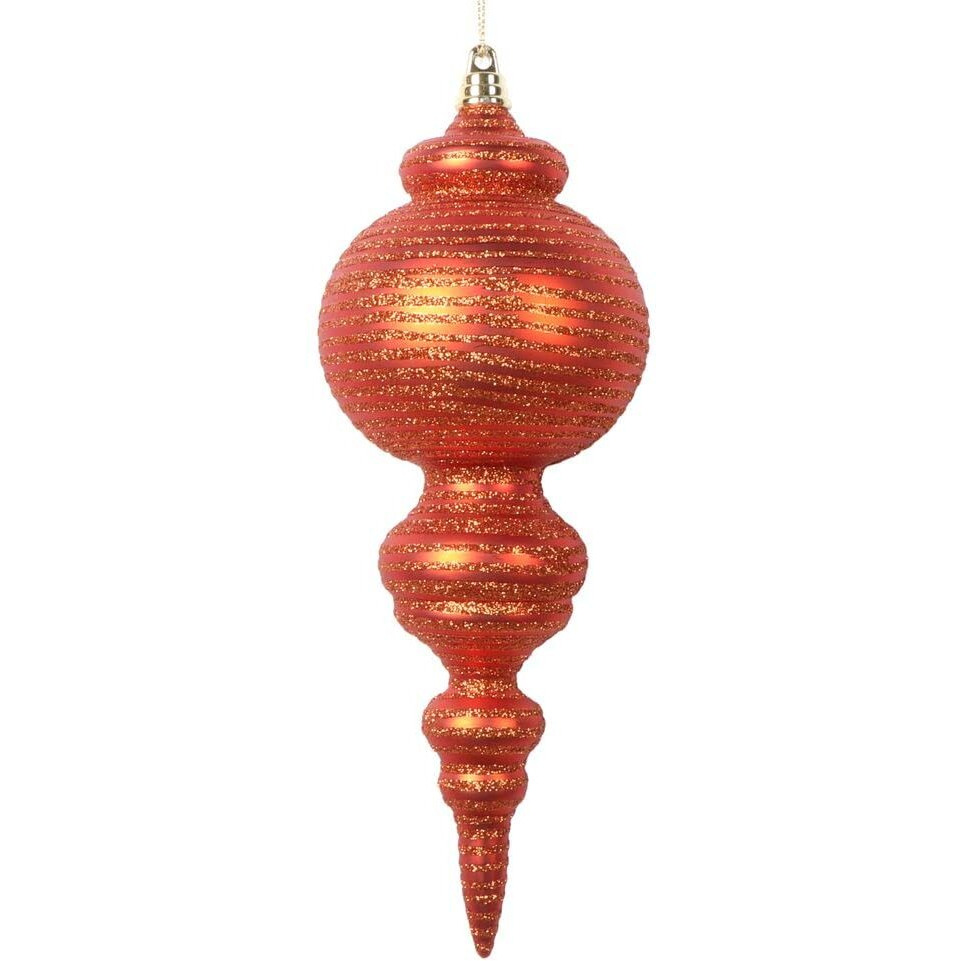 Vickerman 10" Matte Burnish Orange Finial Ornament 2 per bag.