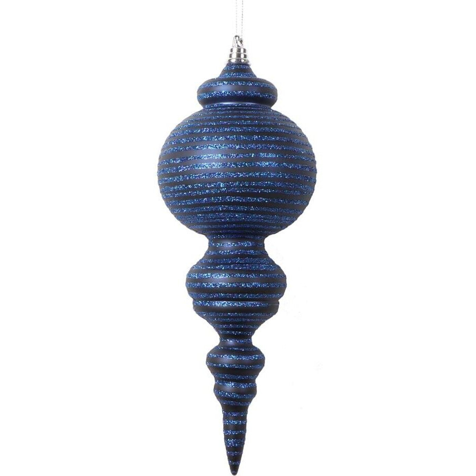 Vickerman 10" Matte Midnight Blue Finial Ornament 2 per bag.