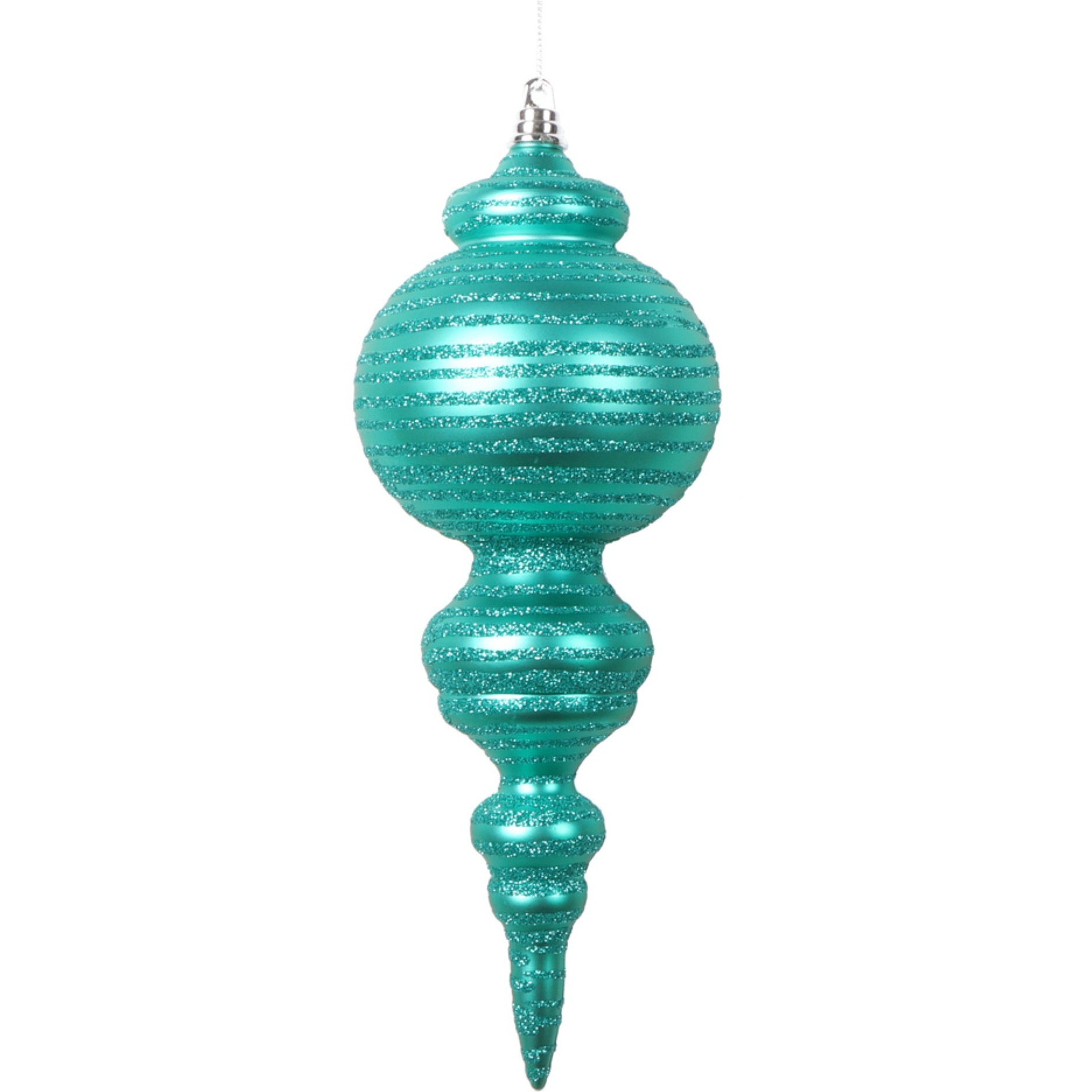 Vickerman 10" Matte Teal Finial Ornament 2 per bag.