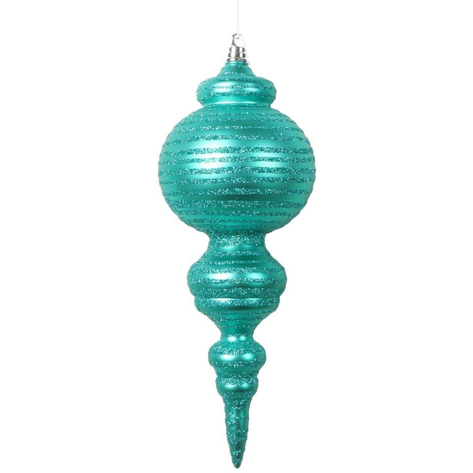 Vickerman 10" Matte Teal Finial Ornament 2 per bag.