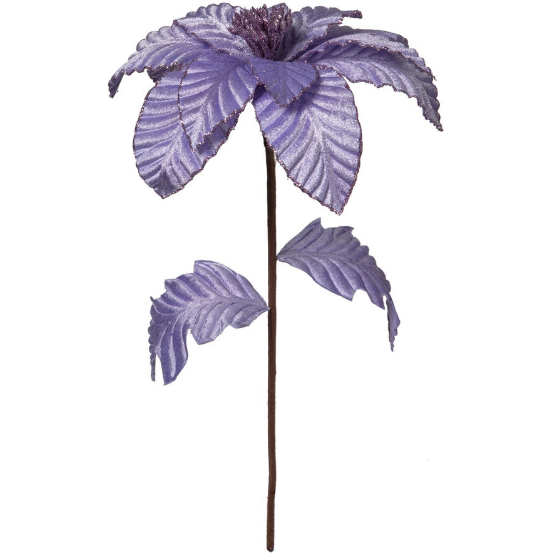 Vickerman 22" Lavender Velvet Glitter Trim Poinsettia 6 per bag.