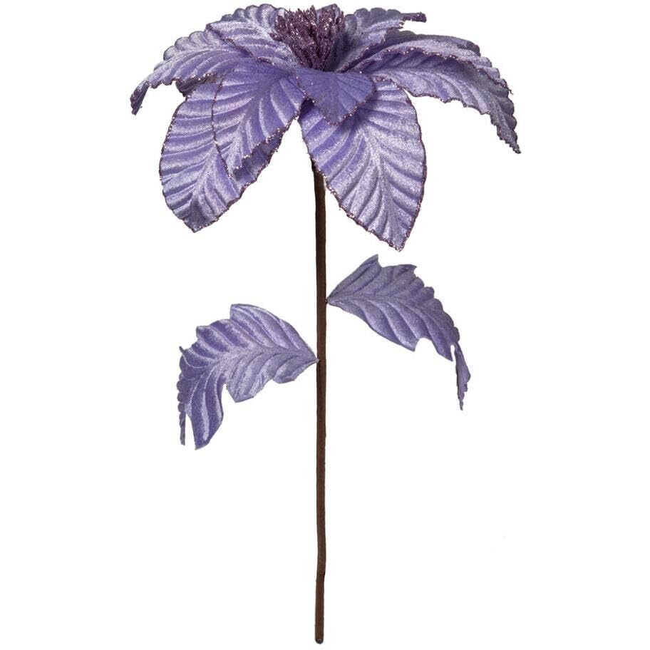 Vickerman 22" Lavender Velvet Glitter Trim Poinsettia 6 per bag.