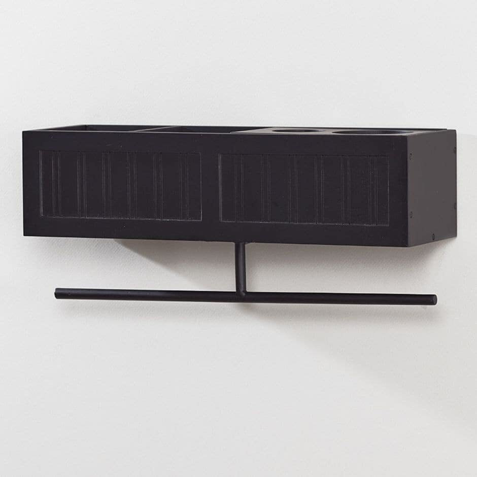 Beauty Wall Shelf with Towel Bar - Black