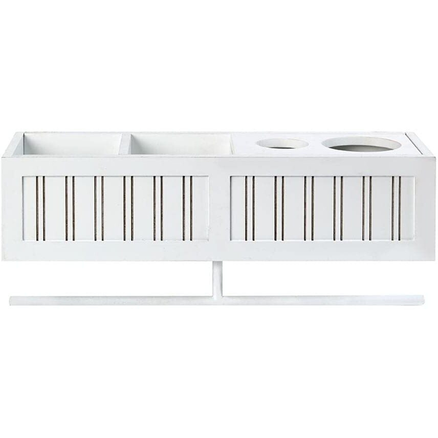 Beauty Wall Shelf with Towel Bar - White