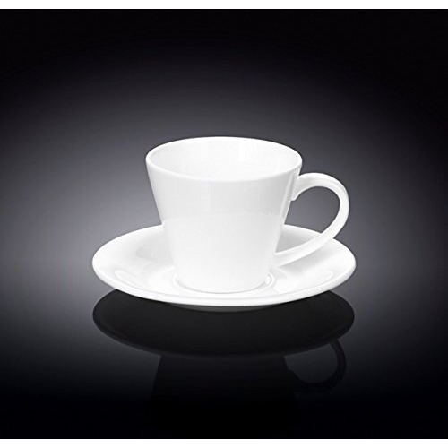 Wilmax 993004 180 ml Tea Cup & Saucer  White - Pack of 48