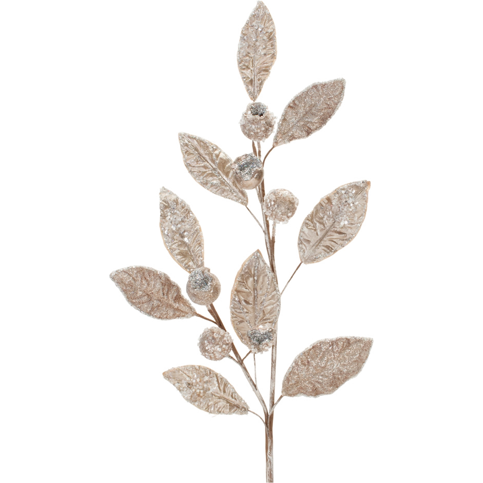 Beaded Silver Leaf Stem (Set of 2)