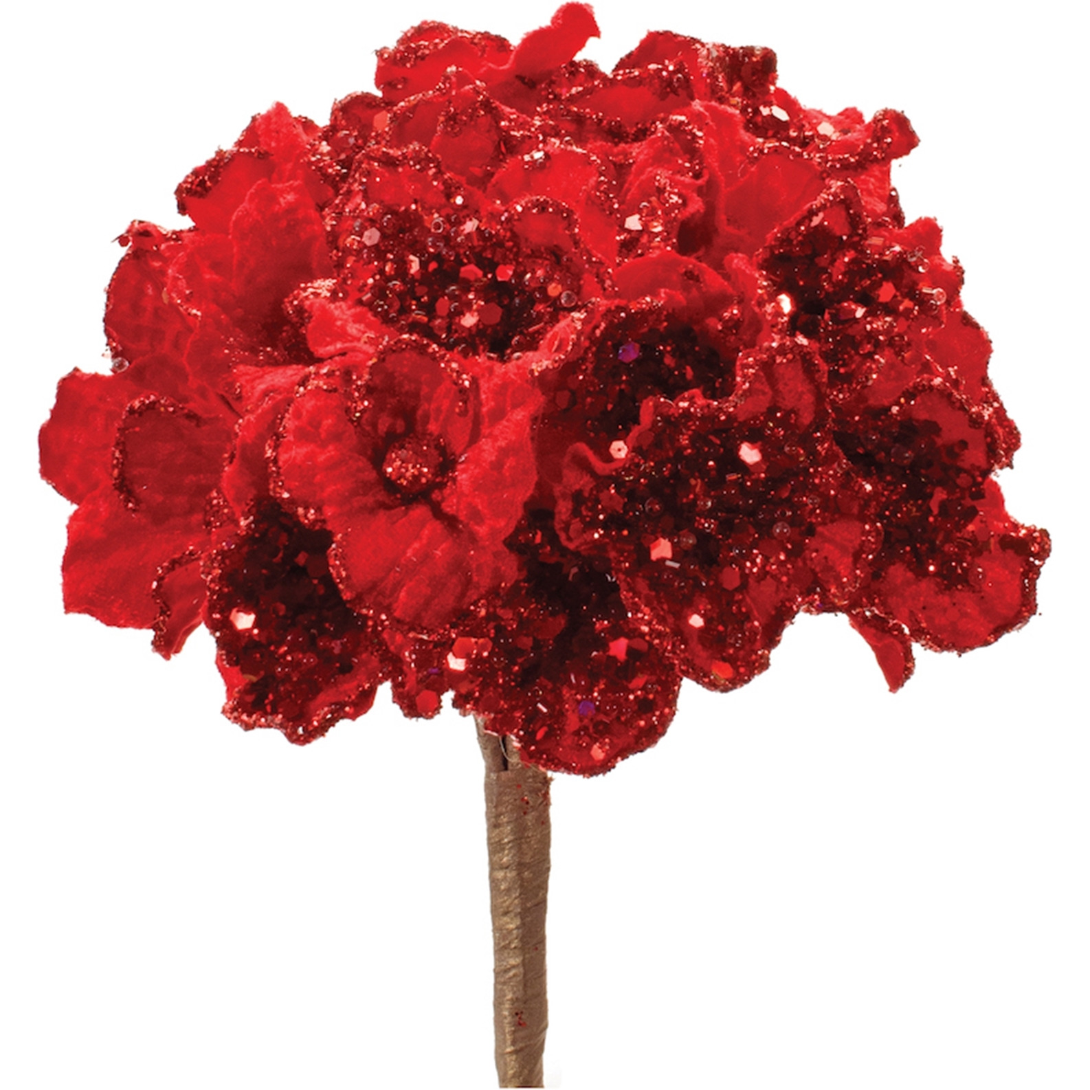 Beaded Red Hydrangea Flower Stem (Set of 2)