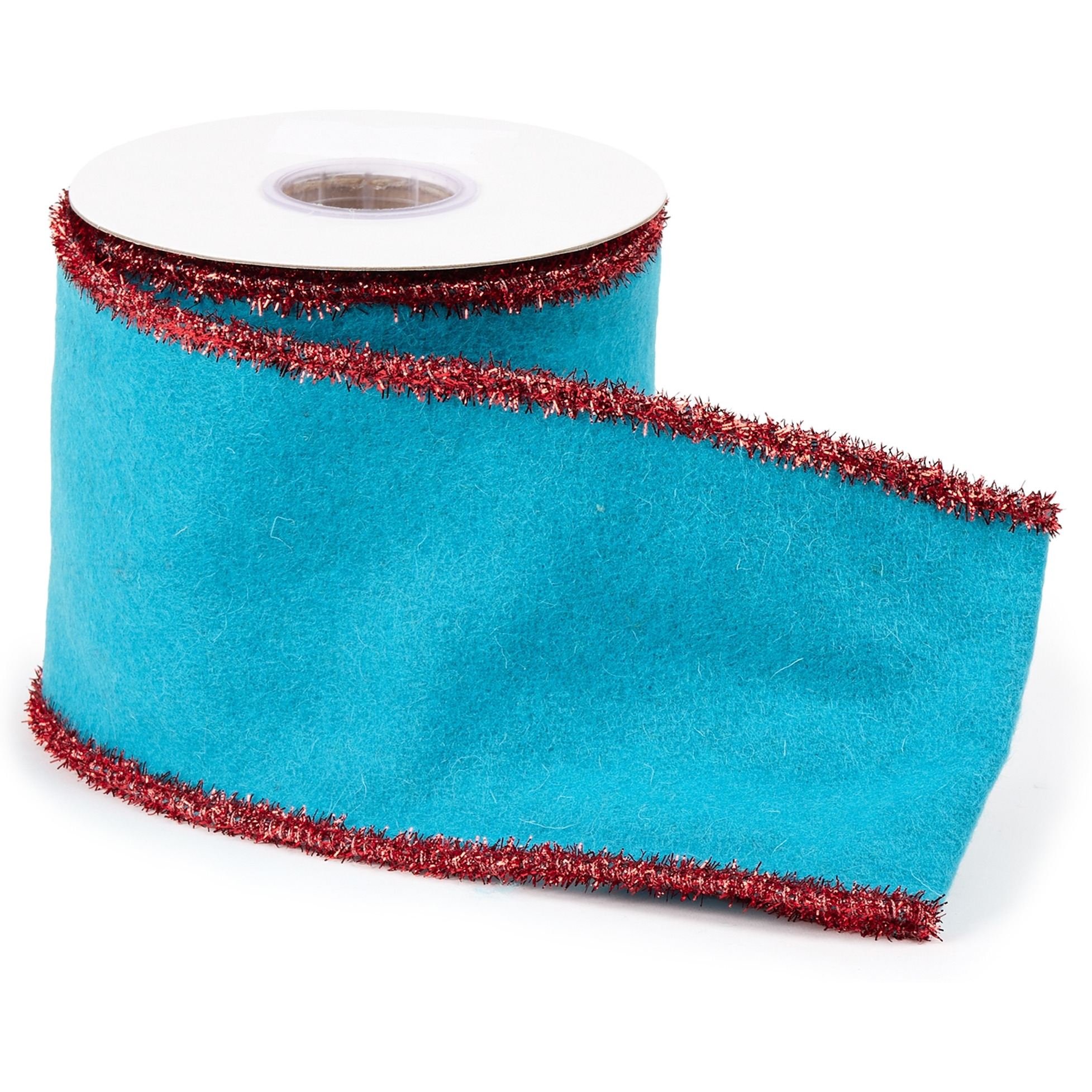 Blue Wool and Red Wired Ribbon (Set of 2)