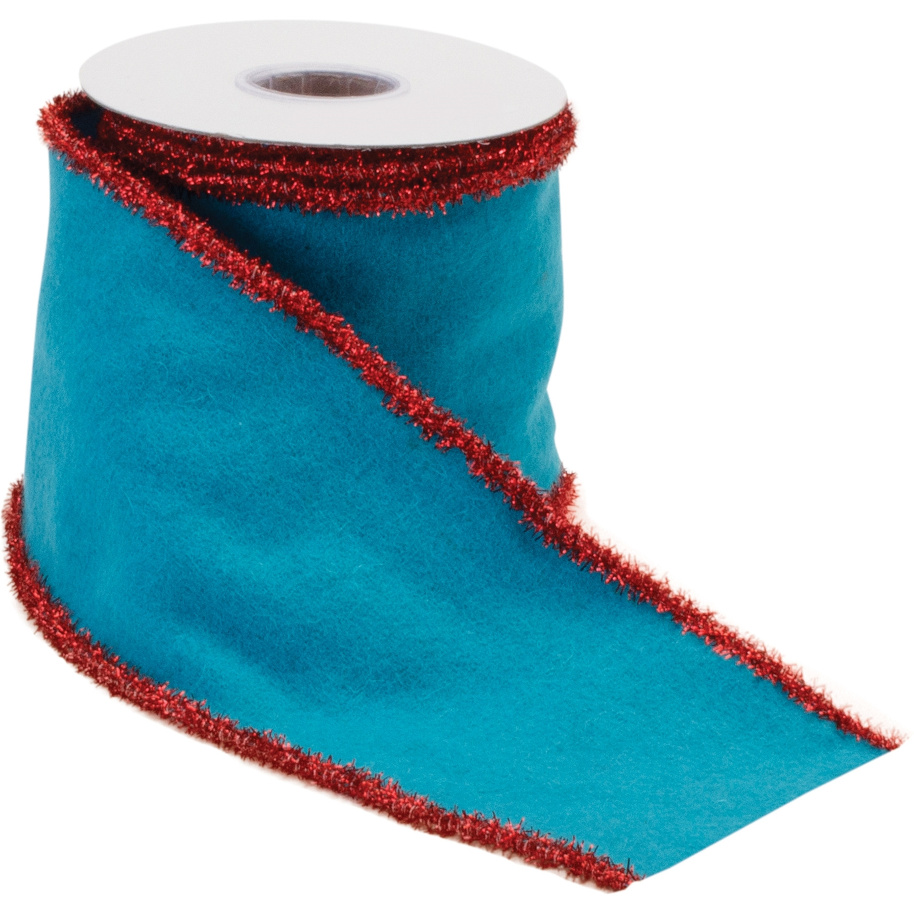 Blue Wool and Red Wired Ribbon (Set of 2)