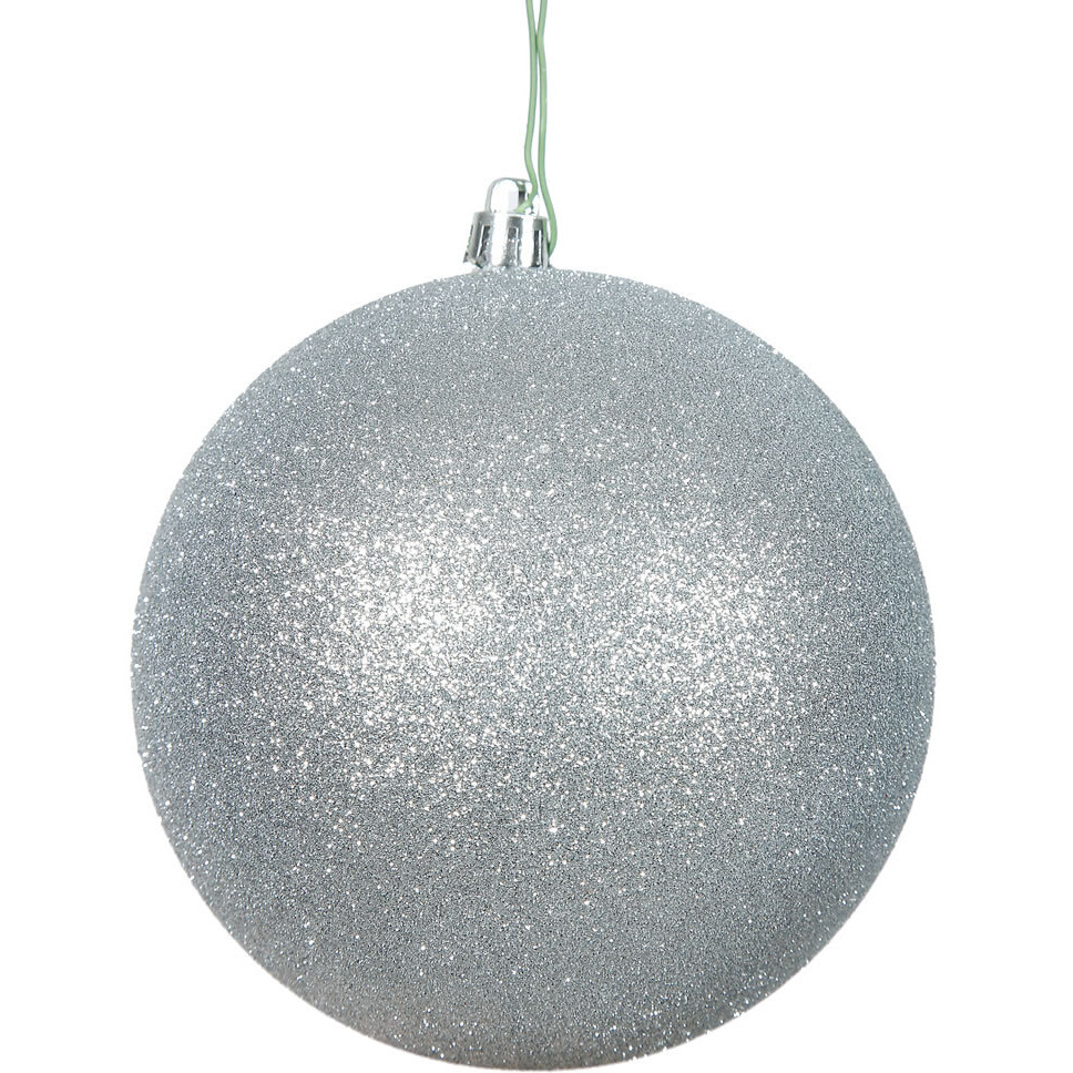 Vickerman 12" Silver Glitter Ball Drilled Cap - N593007DG