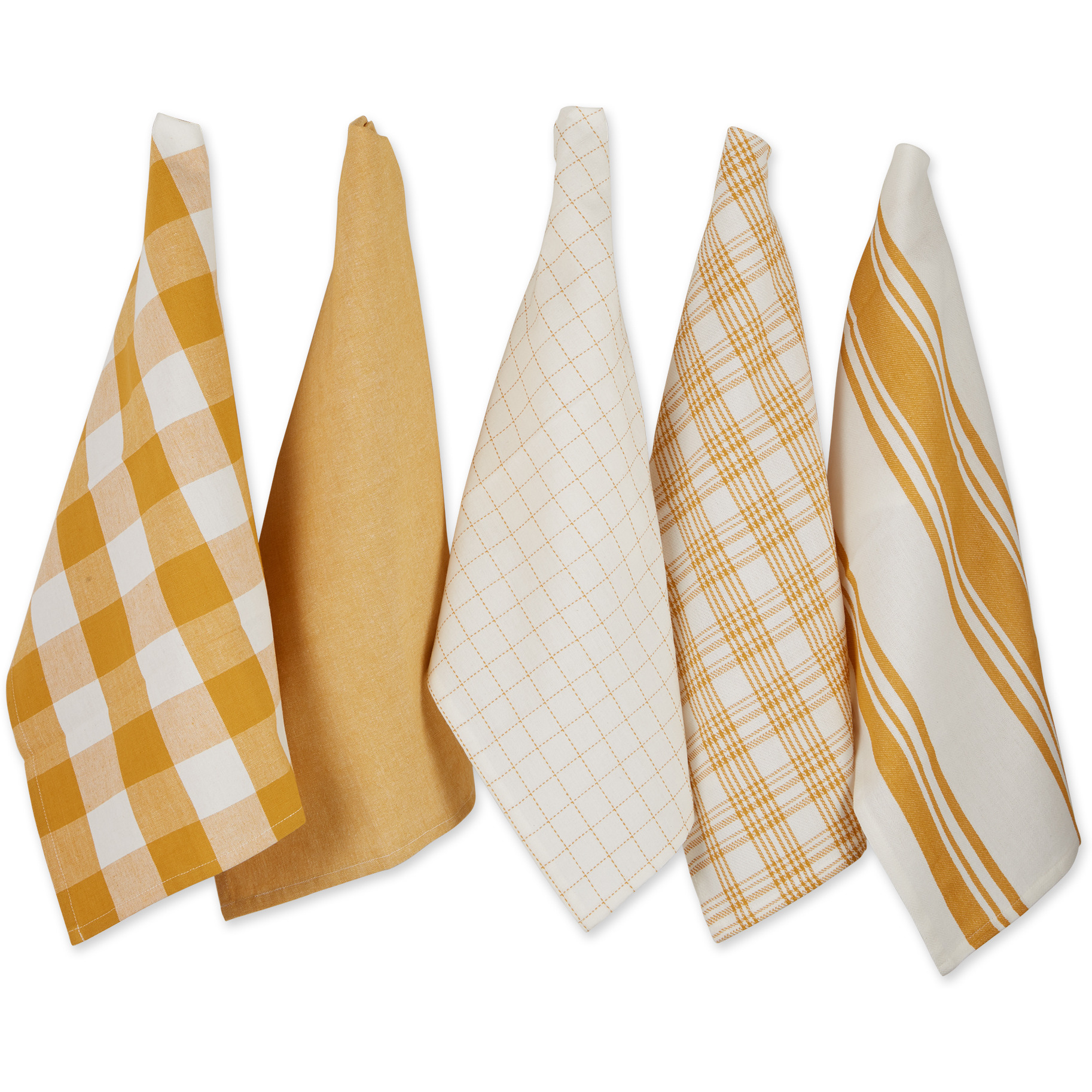 DII Asst Honey Gold Everyday Dishtowel (Set of 5)