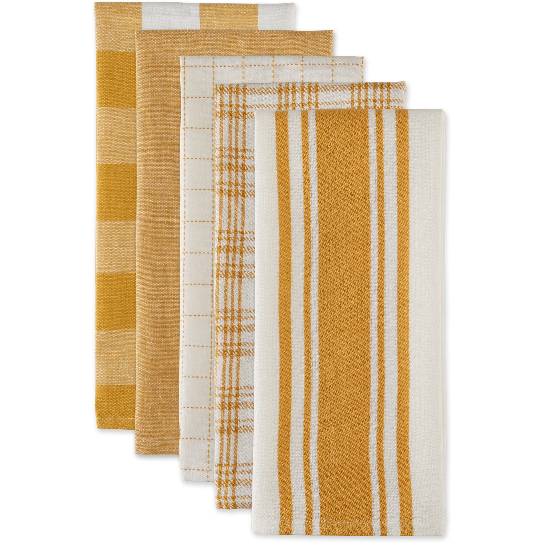 DII Asst Honey Gold Everyday Dishtowel (Set of 5)