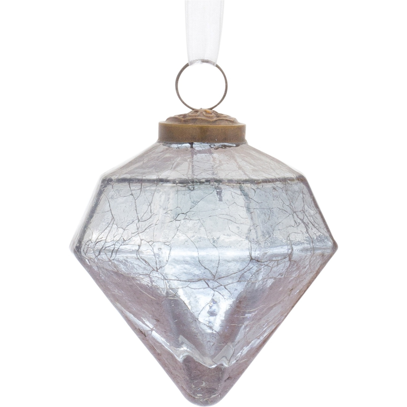 Blue Crackle Glass Ornament (Set of 6)