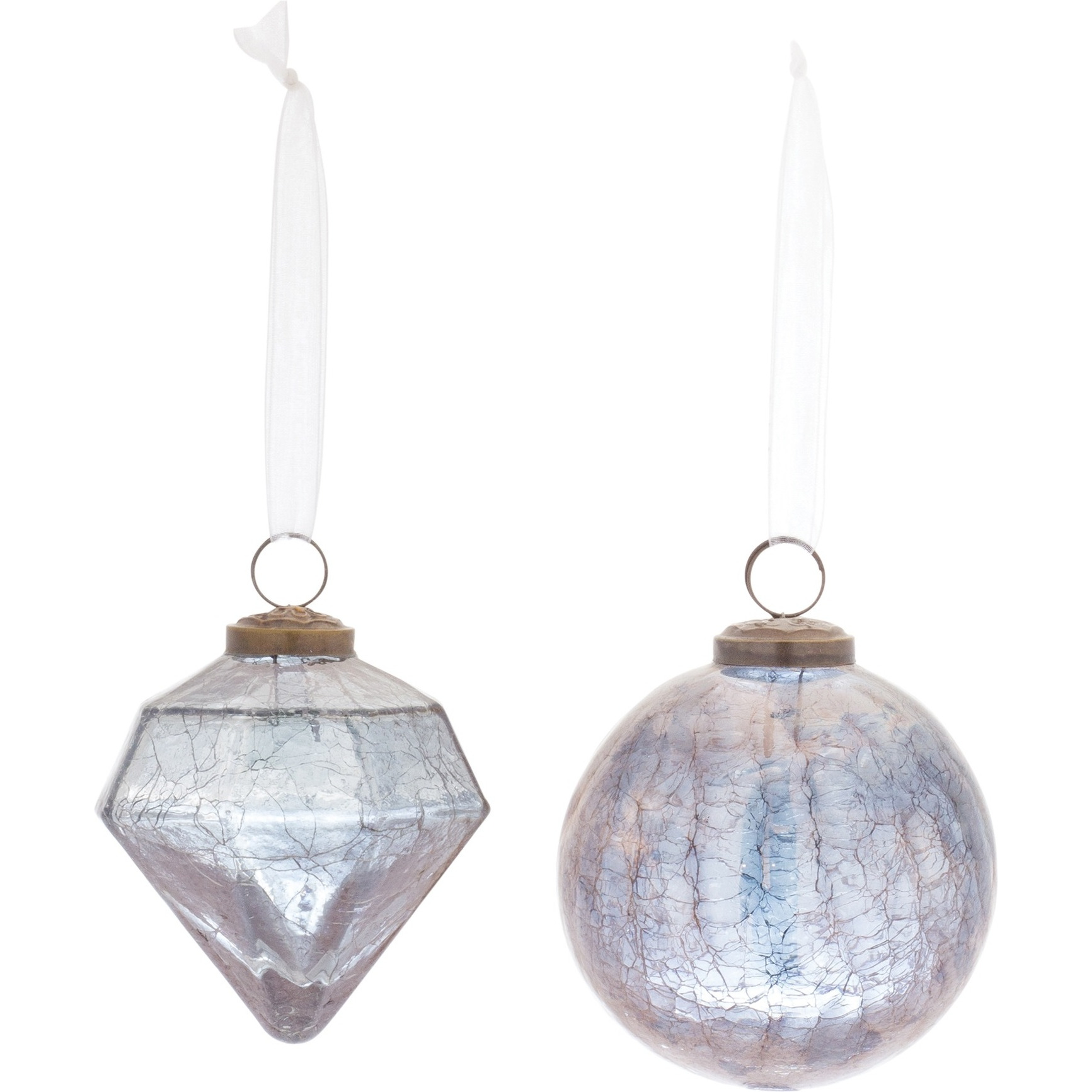 Blue Crackle Glass Ornament (Set of 6)