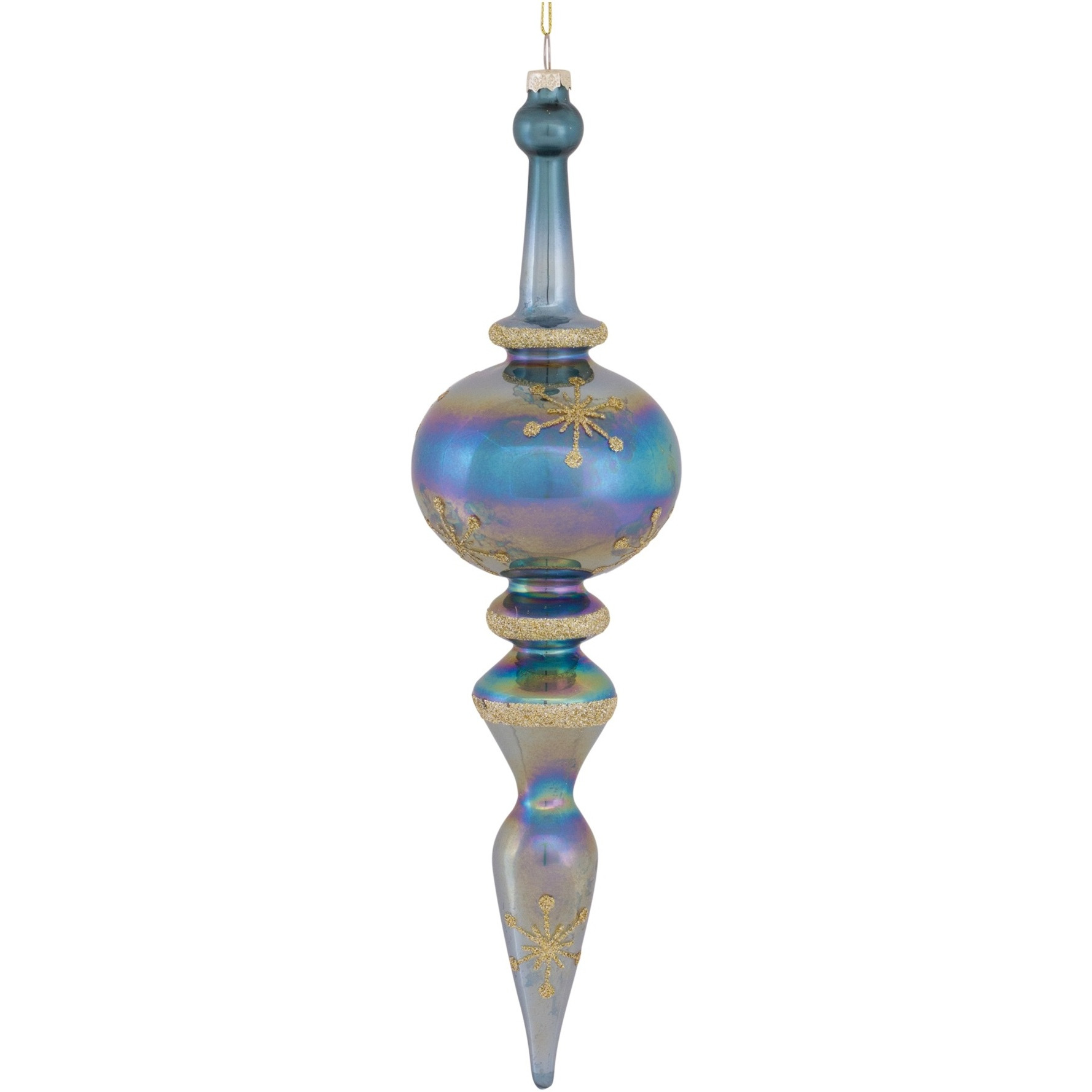 Irredescent Glass Finial Drop Ornament (Set of 6)