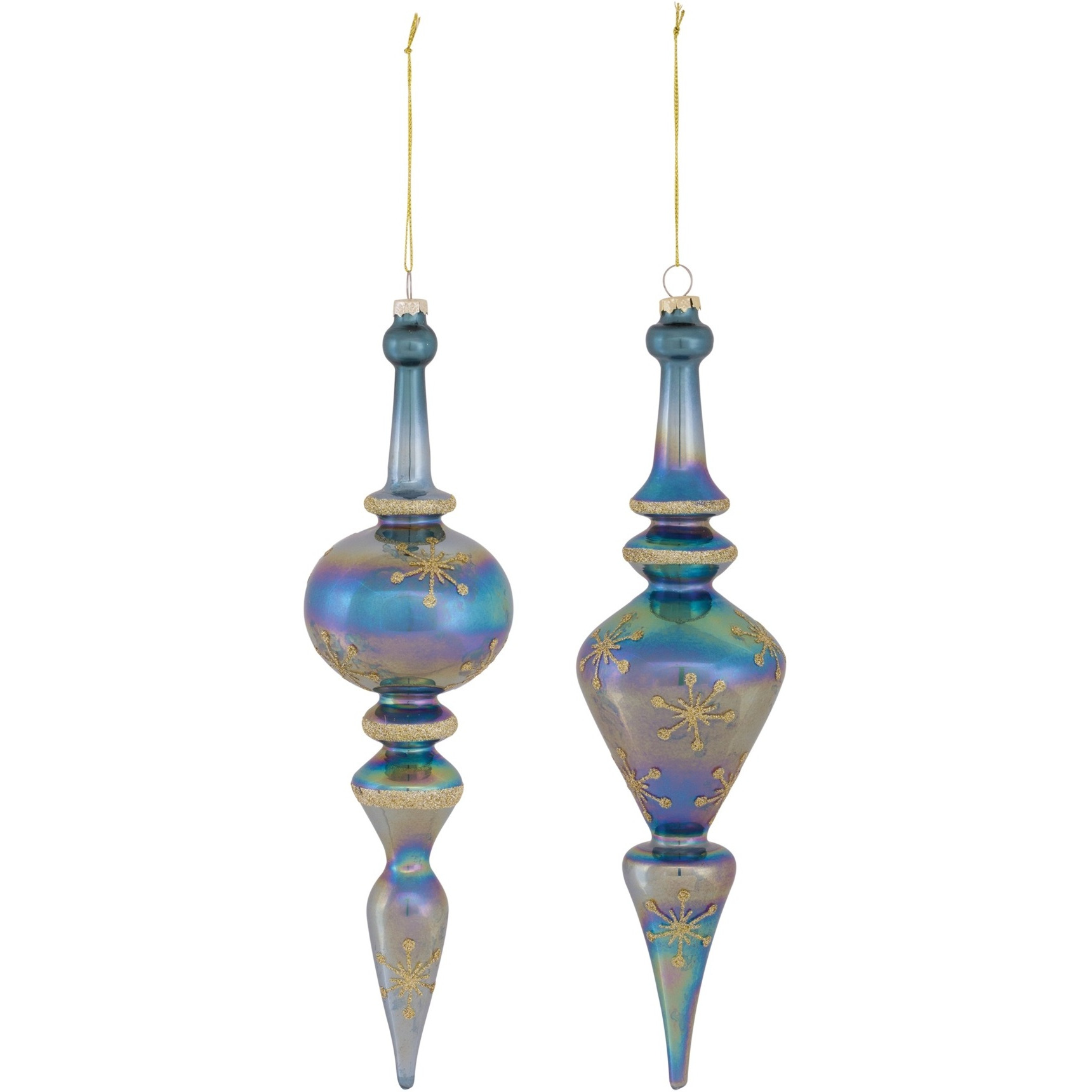 Irredescent Glass Finial Drop Ornament (Set of 6)