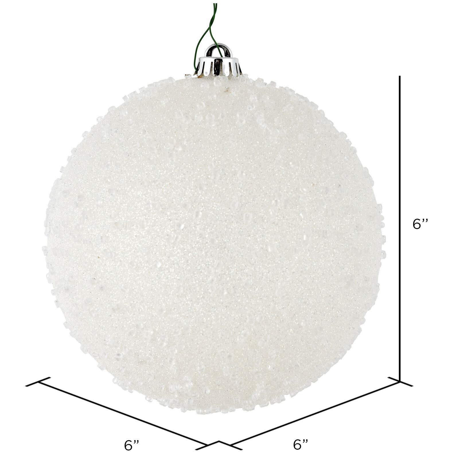 Vickerman 6" White Ice Ball Ornament 4/Bag - N185311