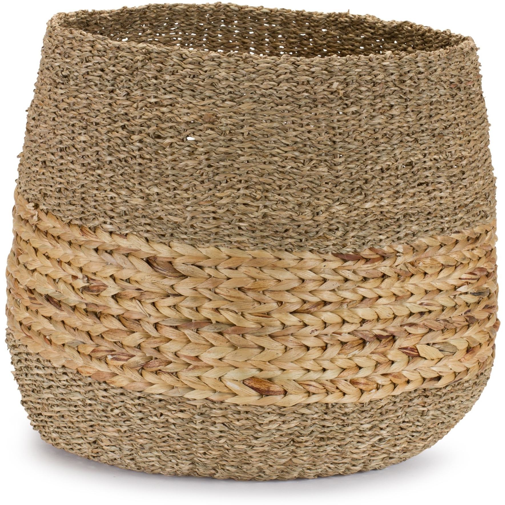 Woven Seagrass Basket with Wicker Accent (Set of 2)