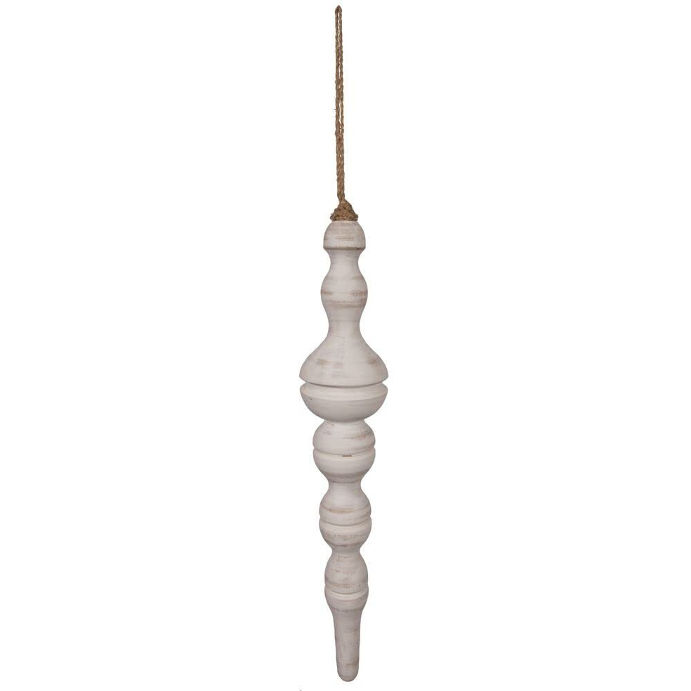 Vickerman 15" White Washed Turned Wood Finial Ornament 2 per bag.