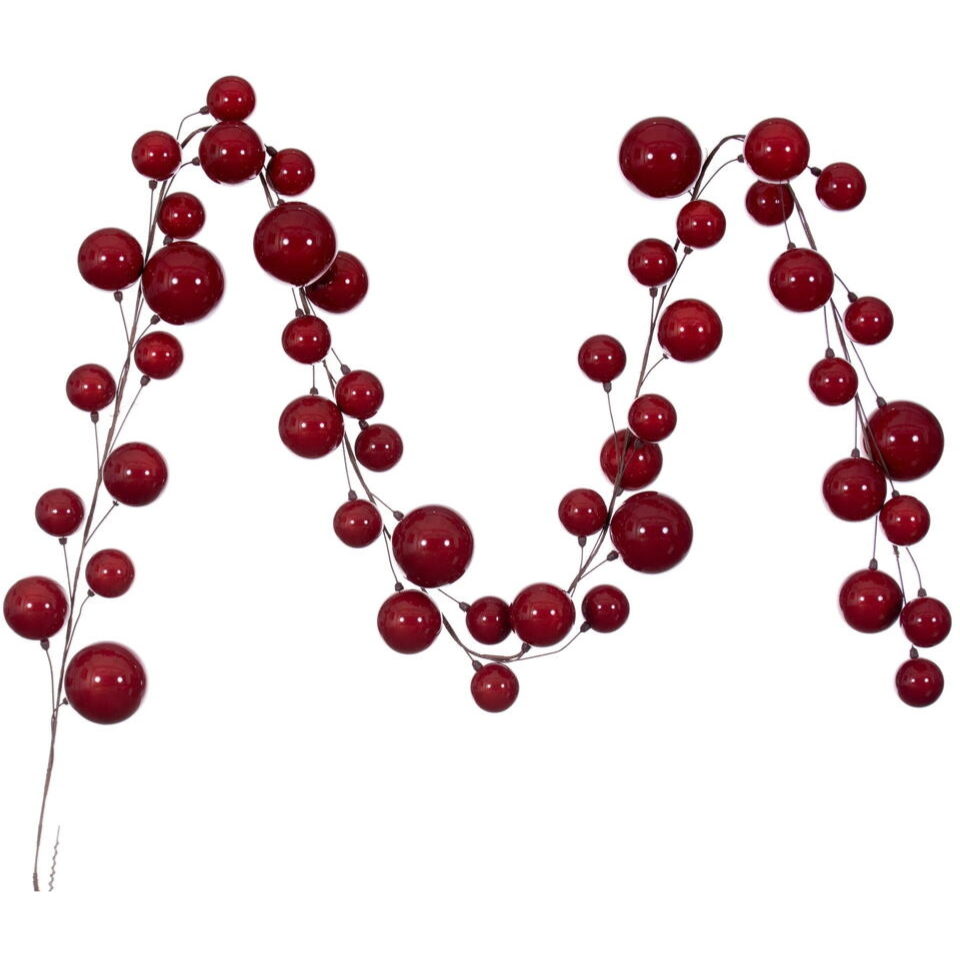 10' Red Pearl Branch Ball Garland