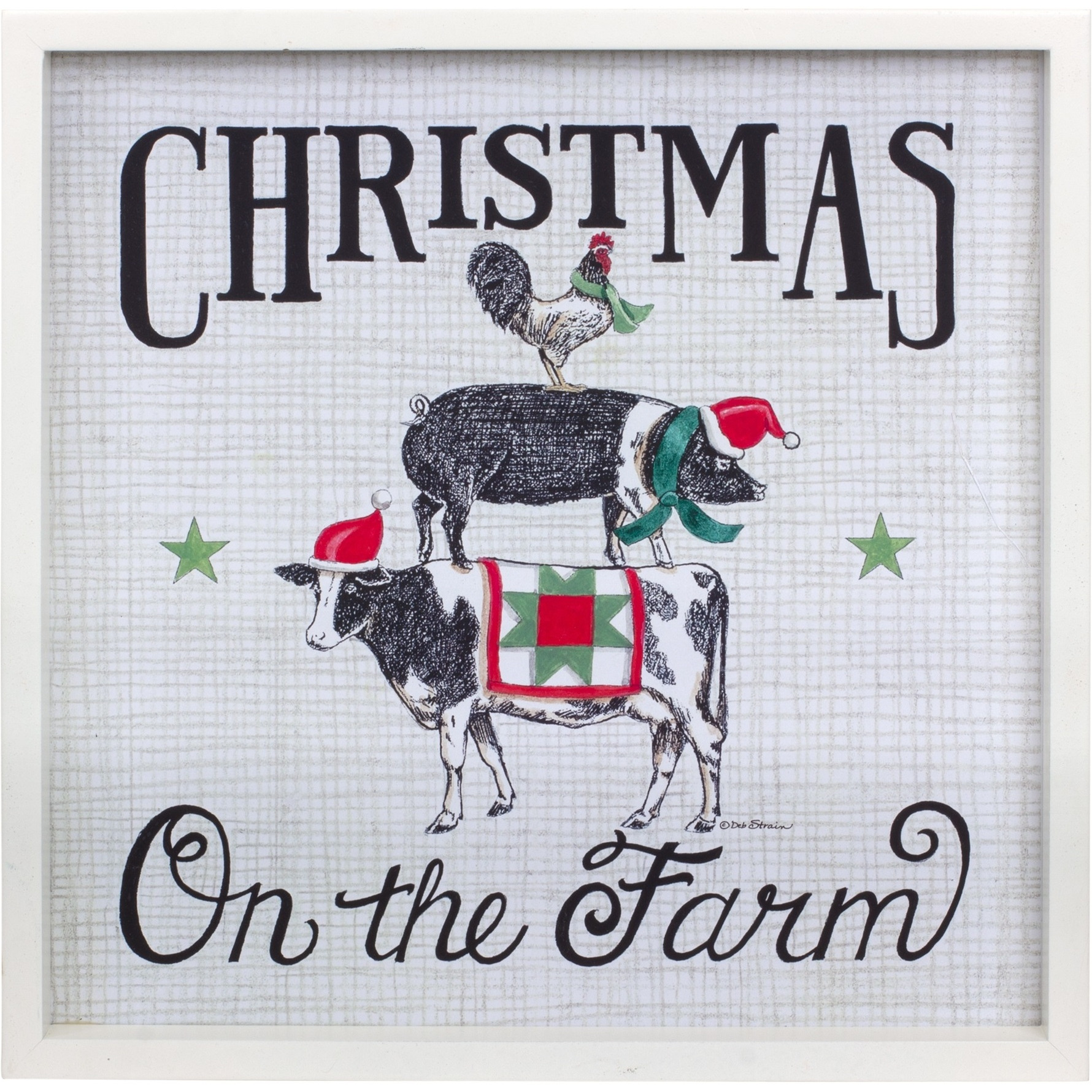 Framed Christmas on the Farm Print 15.75&quotSQ