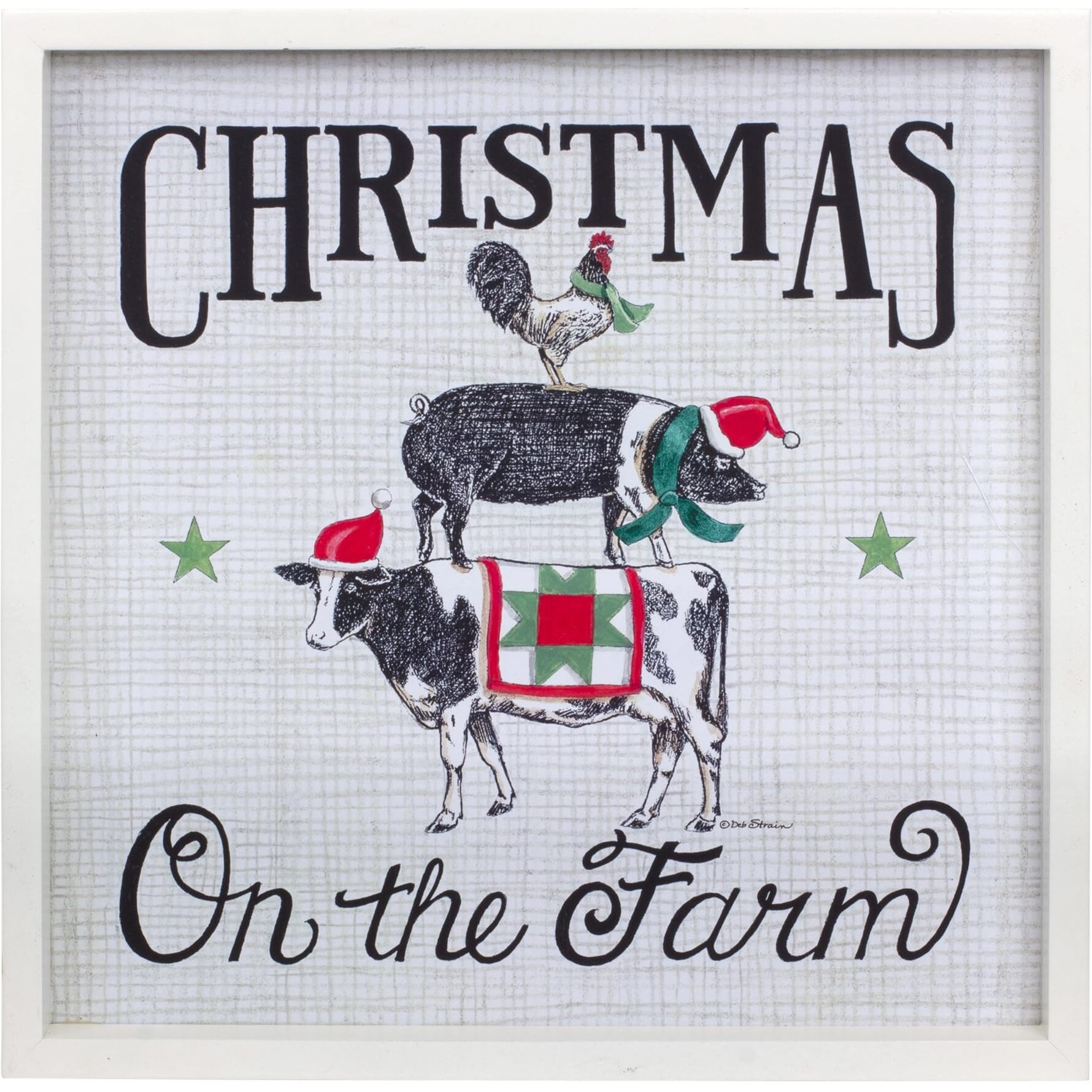 Framed Christmas on the Farm Print 15.75&quotSQ