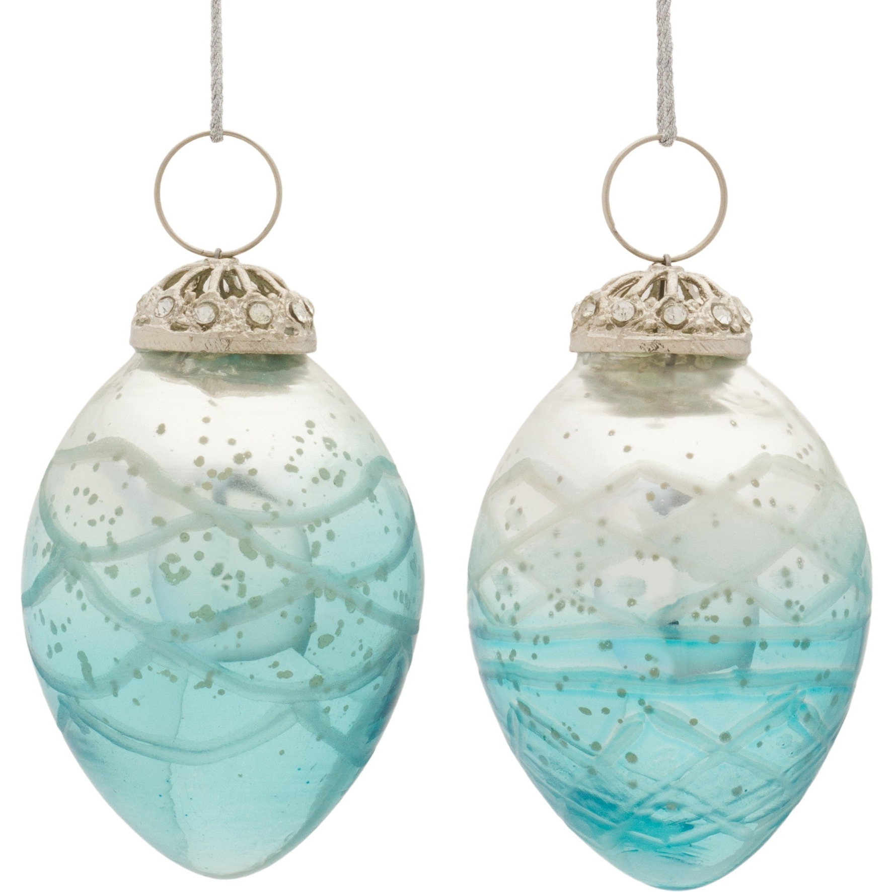 Blue Ombre Glass Drop Ornament (Set of 6)