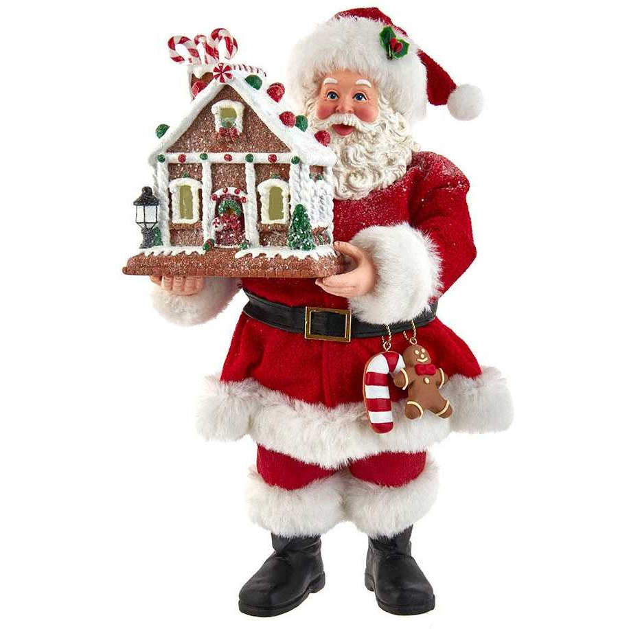 11 in. Battery-Operated Santa with Light-Up Gingerbread House