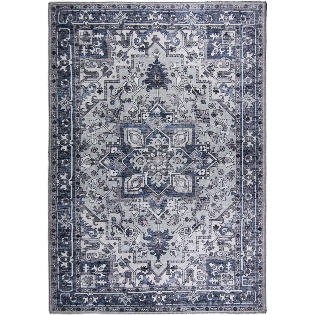 L&aposBAIET  L&aposBaiet Lyla Blue Traditional Washable 8 ft. x 10 ft. Area Rug - Blue - 8&apos x 10&apos