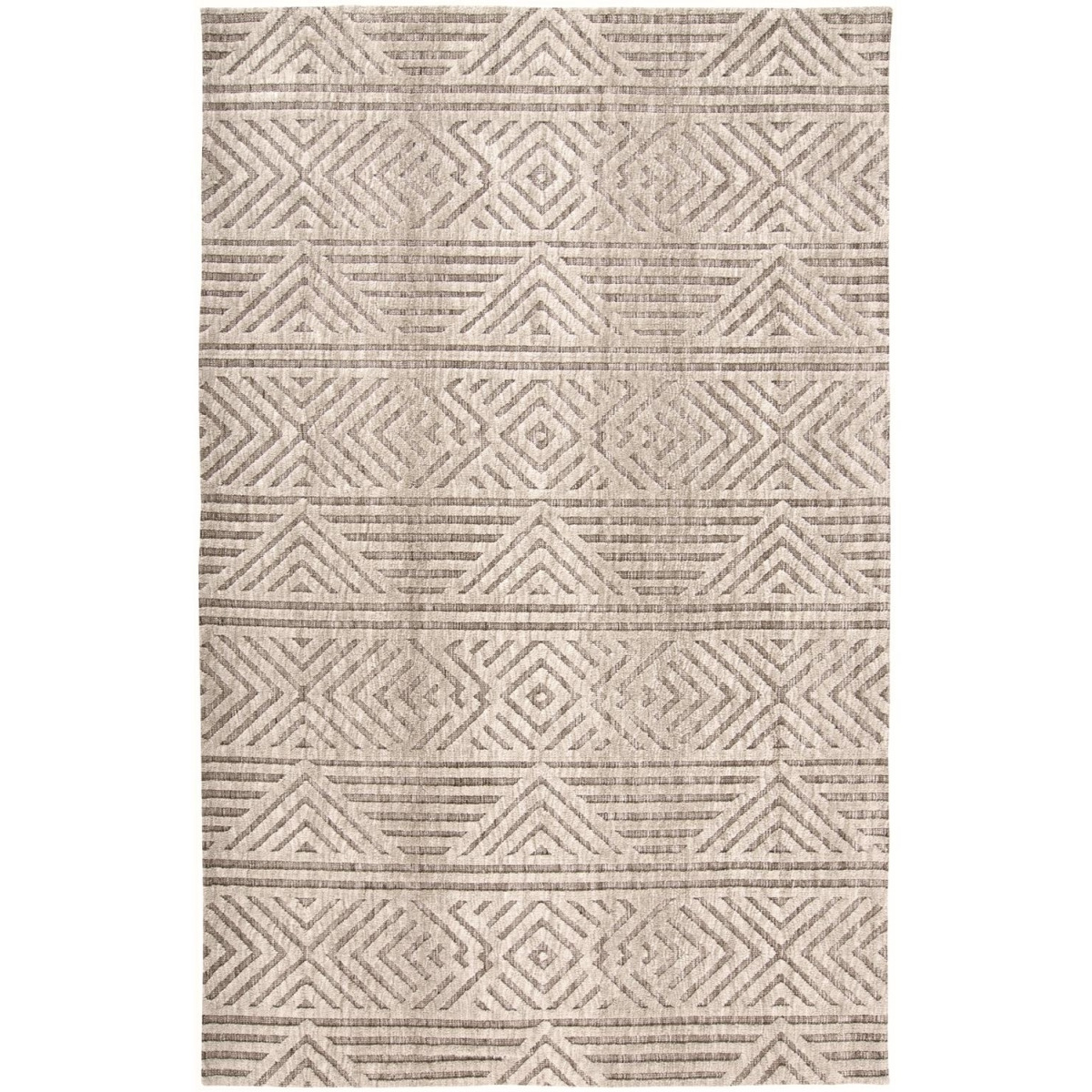 2 x 3 ft. Tan Ivory & Brown Geometric Stain Resistant Rectangle Area Rug - Tan Ivory and Brown - 2 x 3 ft.